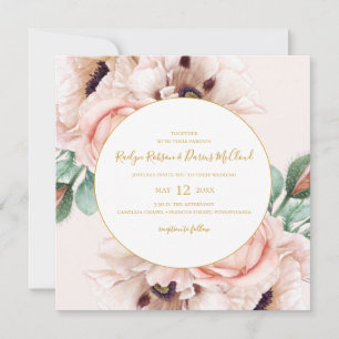 Invitation Élégant Blush Floral Garden Pastel Mariage Carré
