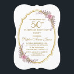 Invitation Elégant Blush Floral Gold 50e Surprix Anniversaire<br><div class="desc">Carte unique : délicats bouquets de rose pâle aquarelle,  un faux cadre ovale en feuille d'or sur un arrière - plan blanc. Utilisez l'outil Personnaliser pour ajouter vos informations. Pour les articles correspondants,  veuillez visiter ma collection Blush Floral Gold Frame Collection</div>