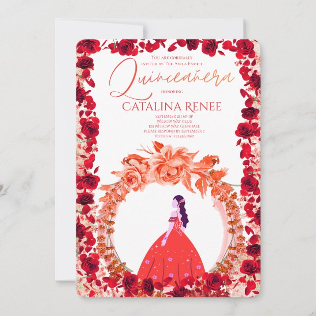 Invitation Elegant Blush Floral Quinceañera (Devant)