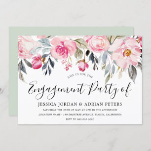 Invitation Elégant Blush & Green Party Floral