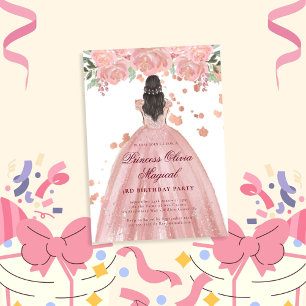 Invitation Élégant Blush Pink Magical Princess Party
