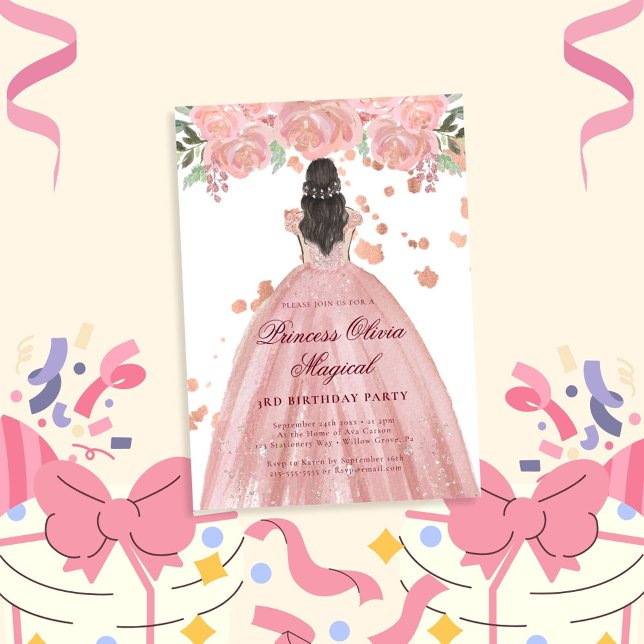 Invitation Élégant Blush Pink Magical Princess Party (Créateur téléchargé)