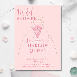 Invitation Elégant Blush Pink QR code Douche nuptiale