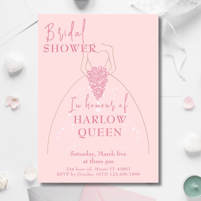 Invitation Elégant Blush Pink QR code Douche nuptiale (Elegant Blush Pink QR code Bridal shower Invitation)