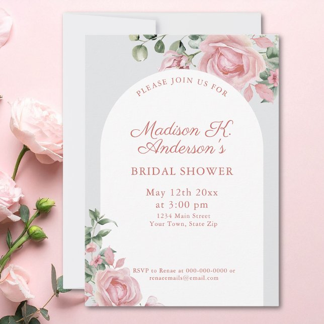Invitation Elegant Blush Pink Roses Bridal Shower (Créateur téléchargé)