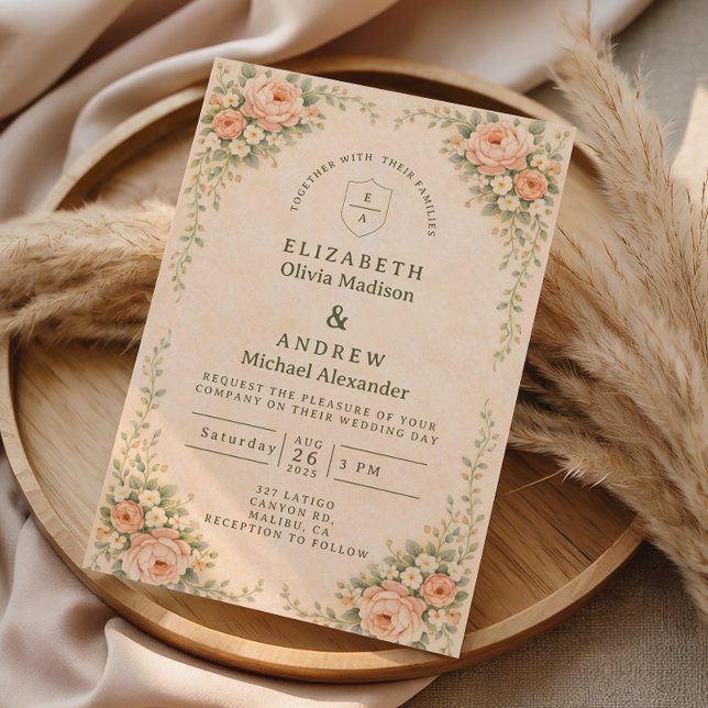 Invitation Elegant Blush Rose Arch Wedding (Créateur téléchargé)