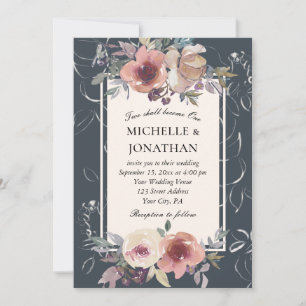 Invitation Élégant Blush rose Automne Floral Mariage chrétien