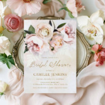 Elégant Blush Rose Floral Douche nuptiale Invitati