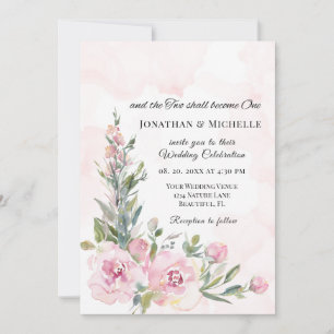 Invitation Élégant Blush rose Floral Mariage chrétien