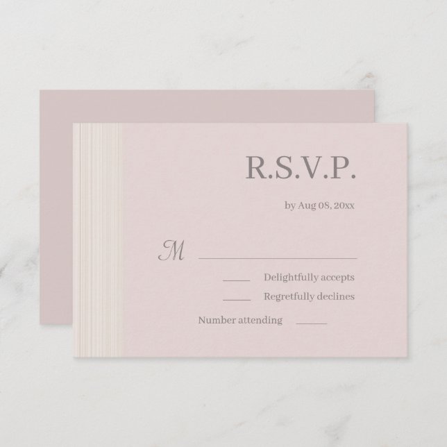 Invitation Élégant Blush rose Gris Gris Gris Gris Mariage RSV (Devant / Derrière)