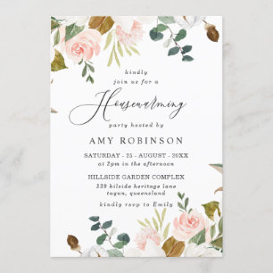Invitation Élégant Blush & White Floral House Party