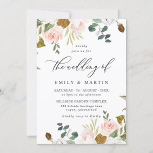 Invitation Elégant Blush & White Floral Spring Wedding
