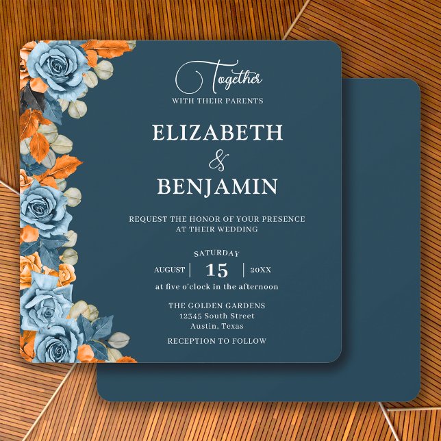 Invitation Élégant Bohème Rustique Mariage Navy Et Rouille (Créateur téléchargé)