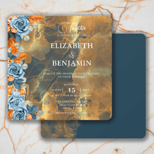 Invitation Élégant Bohème Rustique Or Marine Et Rouille Maria