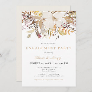 Invitation Élégant Bohemian Fall Floral Engagement Party