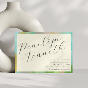 Invitation Elégant Boho Abstrait Aquarelle Pastel Mariage