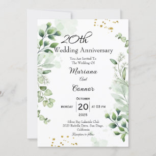 Invitation Élégant Boho Anniversaire de Mariage avec Verdure