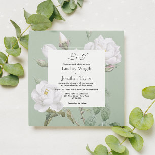 Invitation Elégant boho blanc menthe vert rose Mariage