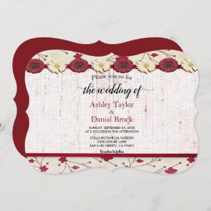 Invitation Élégant Boho Bourgogne Classy Moderne Floral Maria