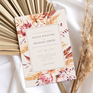 Invitation Elégant Boho Chic Floral Mariage