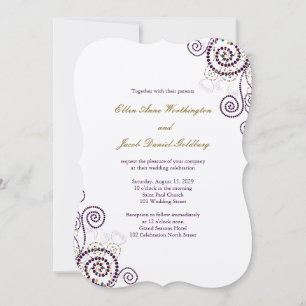 Invitation Elégant Boho Classy Purple Spirales Mariage Invite