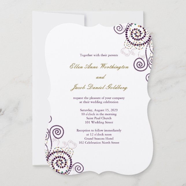 Invitation Elégant Boho Classy Purple Spirales Mariage Invite (Devant)