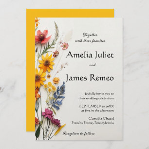 Invitation Elégant Boho Country Fleurs sauvages Mariage