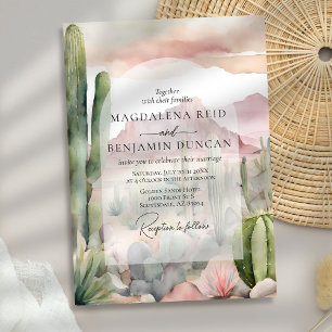 Invitation Elégant Boho Desert Paysage Cactus Mariage