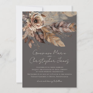 Invitation Elégant Boho Earthy Floral Aquarelle Mariage
