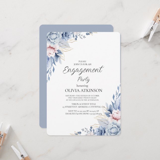 Invitation Elegant Boho Fleur sauvage (Devant/Arrière en situation)
