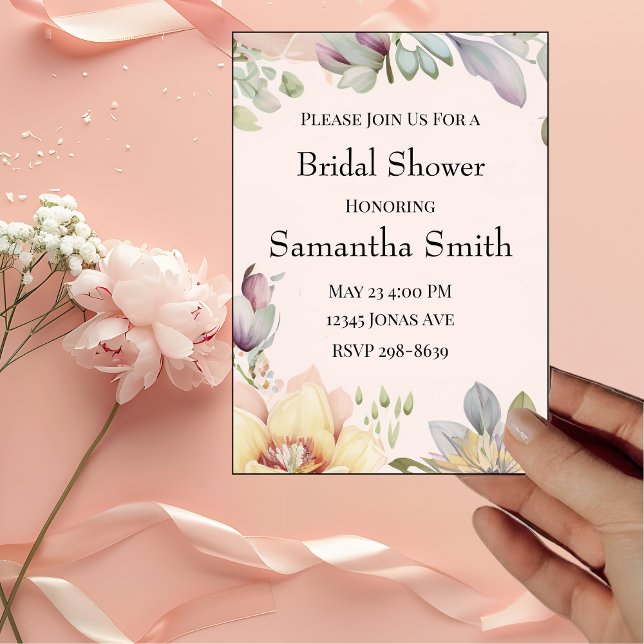Invitation Elégant BOHO Fleur sauvage de douche nuptiale Invi (Créateur téléchargé)