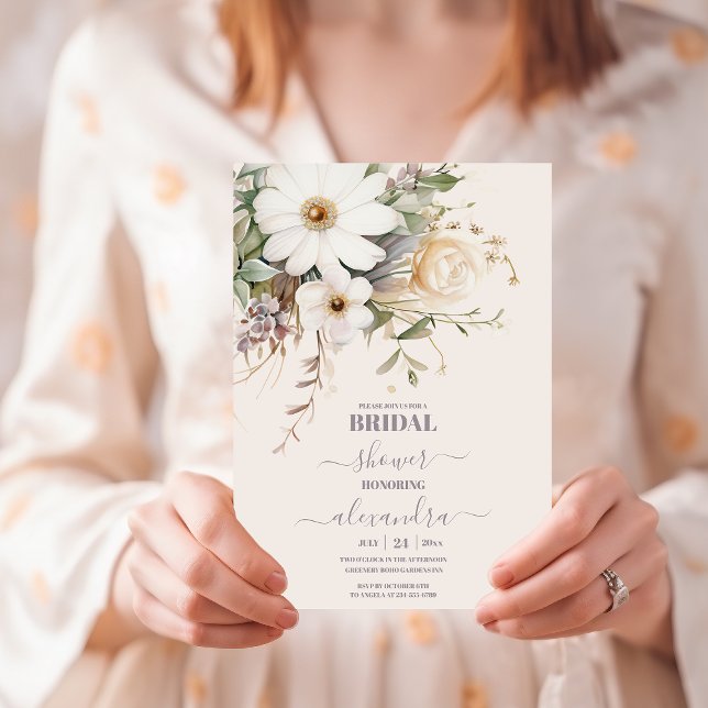 Invitation Elegant Boho Fleur sauvage Fête des mariées (Créateur téléchargé)