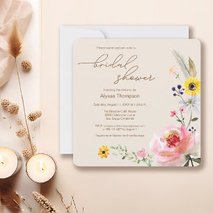 Invitation Elegant Boho Fleur sauvage Fête des mariées floral