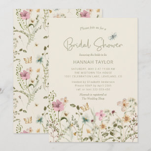 Invitation Elegant Boho Fleur sauvage Floral Fête des mariées