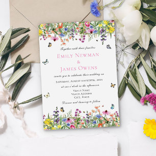 Invitation Elegant Boho Fleur sauvage Mariage
