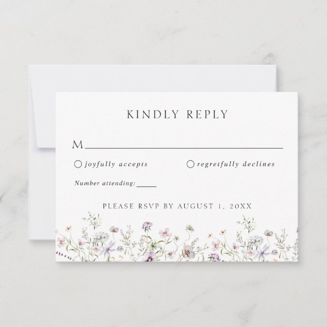 Invitation Elegant Boho Fleur sauvage Mariage RSVP Réponse (Devant)