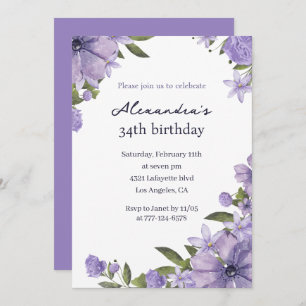 Invitation Elégant Boho Floral Aquarelle 34e anniversaire