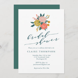 Invitation Elégant Boho Floral Art Fête des mariées simple