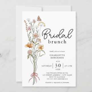 Invitation Elégant Boho Floral Fleur sauvage Brunch nuptial