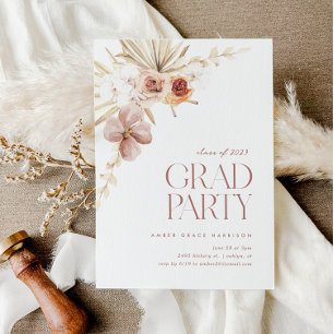Invitation Élégant Boho Floral Grad Party Graduation