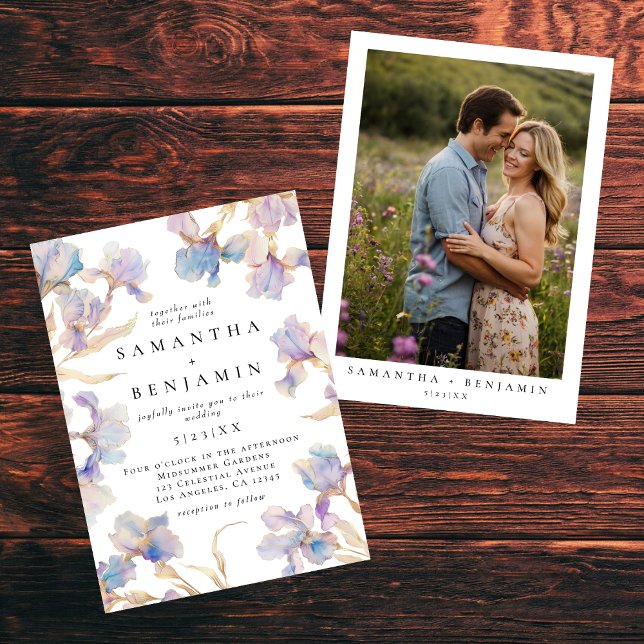 Invitation Elegant Boho Iris Mariage photo (Créateur téléchargé)