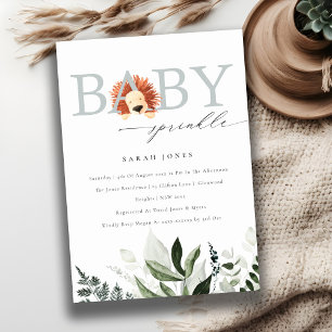 Invitation Élégant Boho Lion Foliage Baby Sprinking