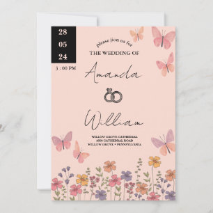 Invitation Elégant Boho Nature Fleur sauvage Mariage