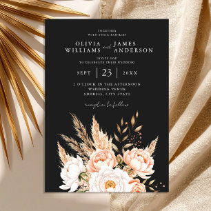 Invitation Élégant Boho noir Chic Floral Mariage de automne