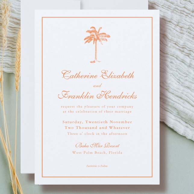Invitation Elegant Boho Palm Tree Tropical Wedding (Créateur téléchargé)