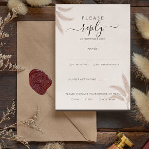 Invitation Elégant Boho Pampas Grass moderne mariage RSVP