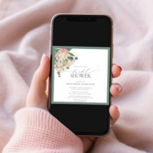 Invitation Elegant Boho Protea Fête des mariées aquarelle