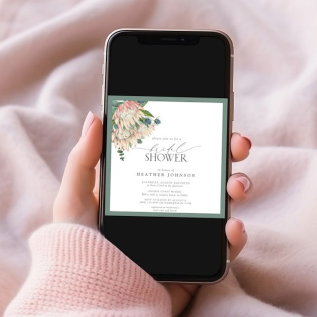 Invitation Elegant Boho Protea Fête des mariées aquarelle (Créateur téléchargé)