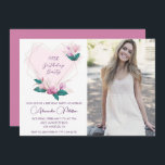 Invitation Elégant Boho rose florale Photo 34e anniversaire<br><div class="desc">Elégant Boho rose floral Photo 34e anniversaire Invitation Boho Photo fleurs vintages aquarelle</div>