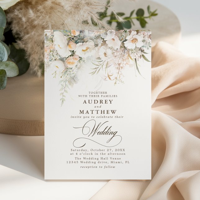 Invitation Élégant Boho Rustique Mariage Floral (Créateur téléchargé)
